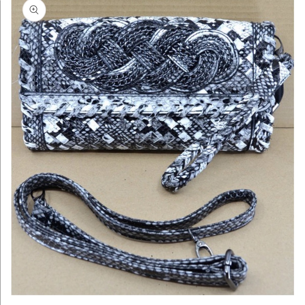 GunMetal Faux Animal Print Clutch Handbag NEW